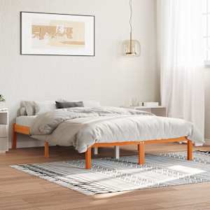 Posteljni okvir brez vzmetnice voščeno rjav 135x190 cm borovina