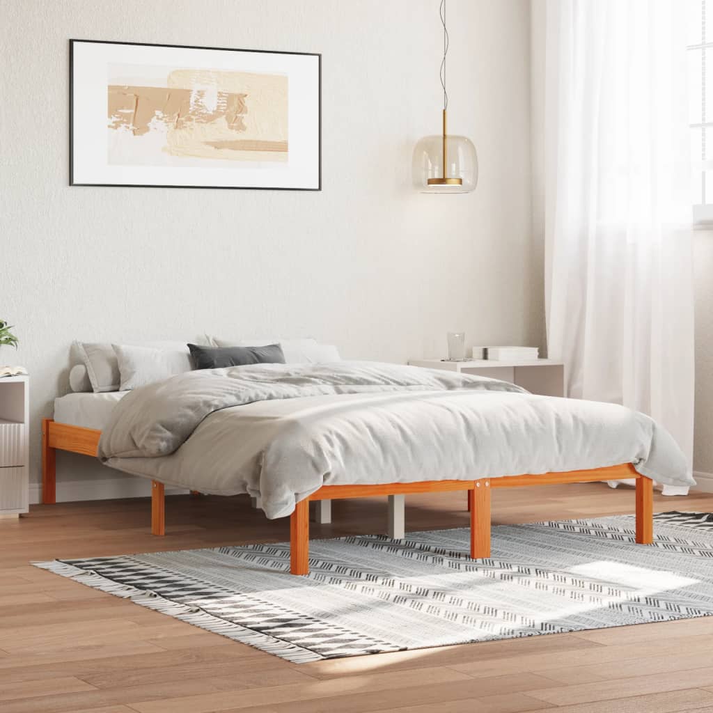 Photos - Bed VidaXL  Frame without Mattress Wax Brown 120x200 cm Solid Wood Pine 