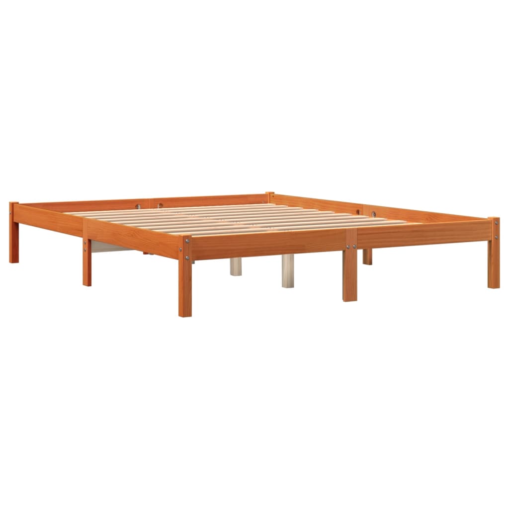 Thumbnail - vidaXL Massivholzbett ohne Matratze Wachsbraun 150x200 cm Kiefernholz