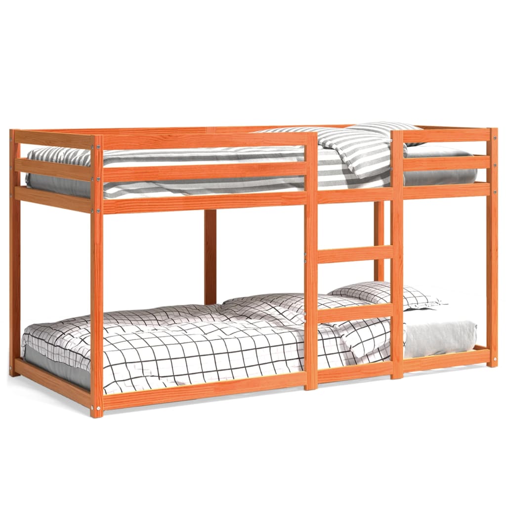 E-shop vidaXL Poschodová posteľ voskovo hnedá 90x200 cm borovicový masív