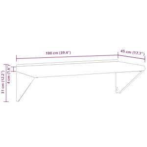 Nástěnná police 100 x 45 x 31 cm stříbrná nerezová ocel - obrázek 11