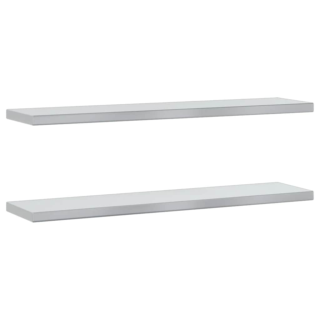 vidaXL Nástěnné police 2 ks 100 x 23,5 cm stříbrné nerezová ocel