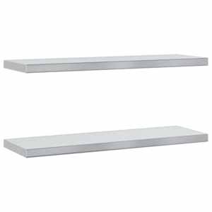 Nástěnné police 2 ks 75 x 23,5 x 3 cm stříbrné nerezová ocel - obrázek 2
