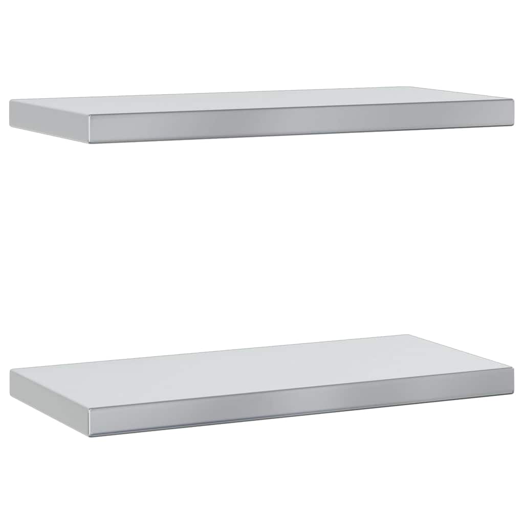vidaXL Nástěnné police 2 ks 50 x 23,5 cm stříbrné nerezová ocel