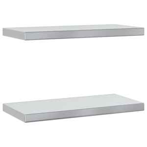 Nástěnné police 2 ks 50 x 23,5 x 3 cm stříbrné nerezová ocel - obrázek 2