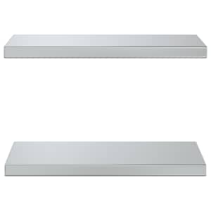 Nástěnné police 2 ks 50 x 23,5 x 3 cm stříbrné nerezová ocel - obrázek 4