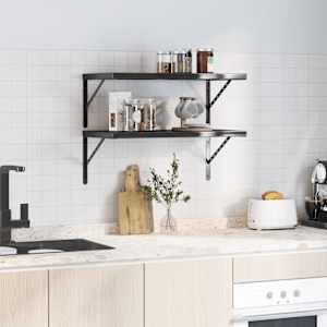 vidaXL Wall Shelves 2 pcs 75x40 cm Black Stainless Steel