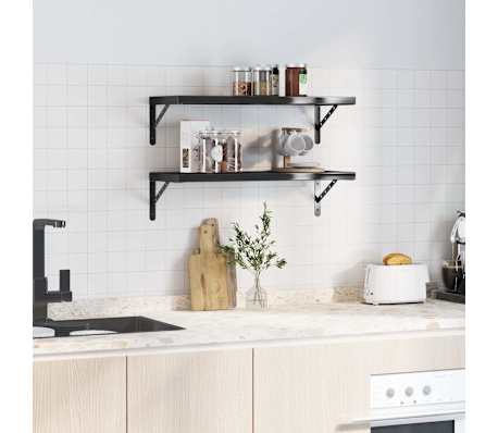 vidaXL Wandschappen 2 st 75x30 cm roestvrijstaal zwart