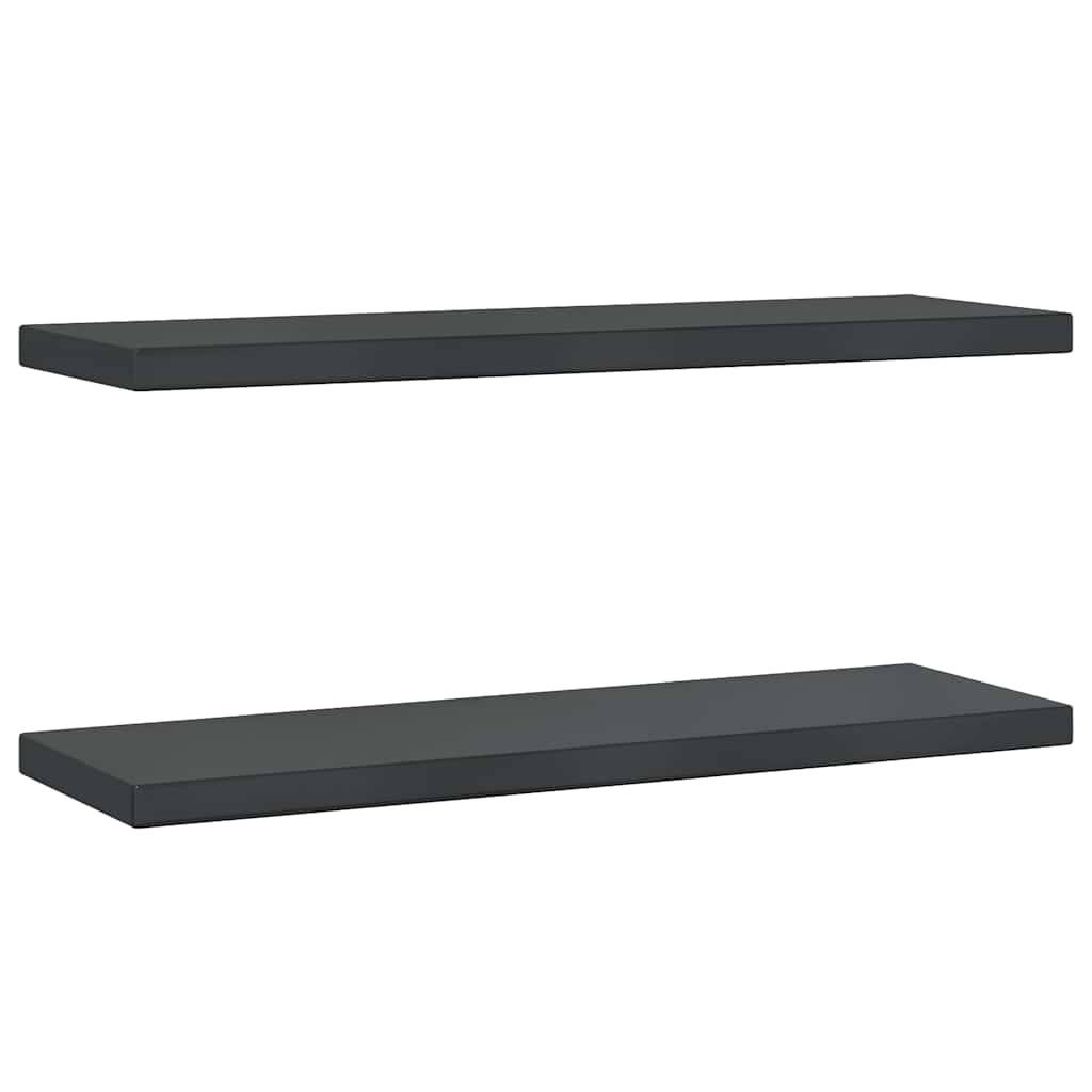 vidaXL Nástěnné police 2 ks 75 x 23,5 x 3 cm černé nerezová ocel