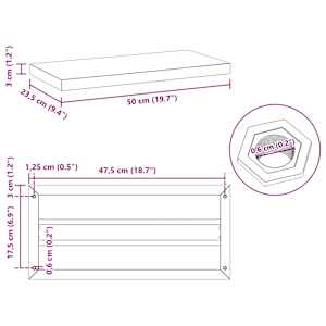 Nástěnné police 2 ks 50 x 23,5 x 3 cm černé nerezová ocel - obrázek 10