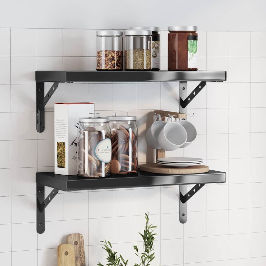 Wall Shelves Floating Shelf Wall Storage Shelf 2 pcs Stainless Steel vidaXL