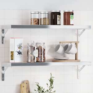 Nosilec za polico 4 kosi 20x2,5x14 cm srebrno nerjaveče jeklo