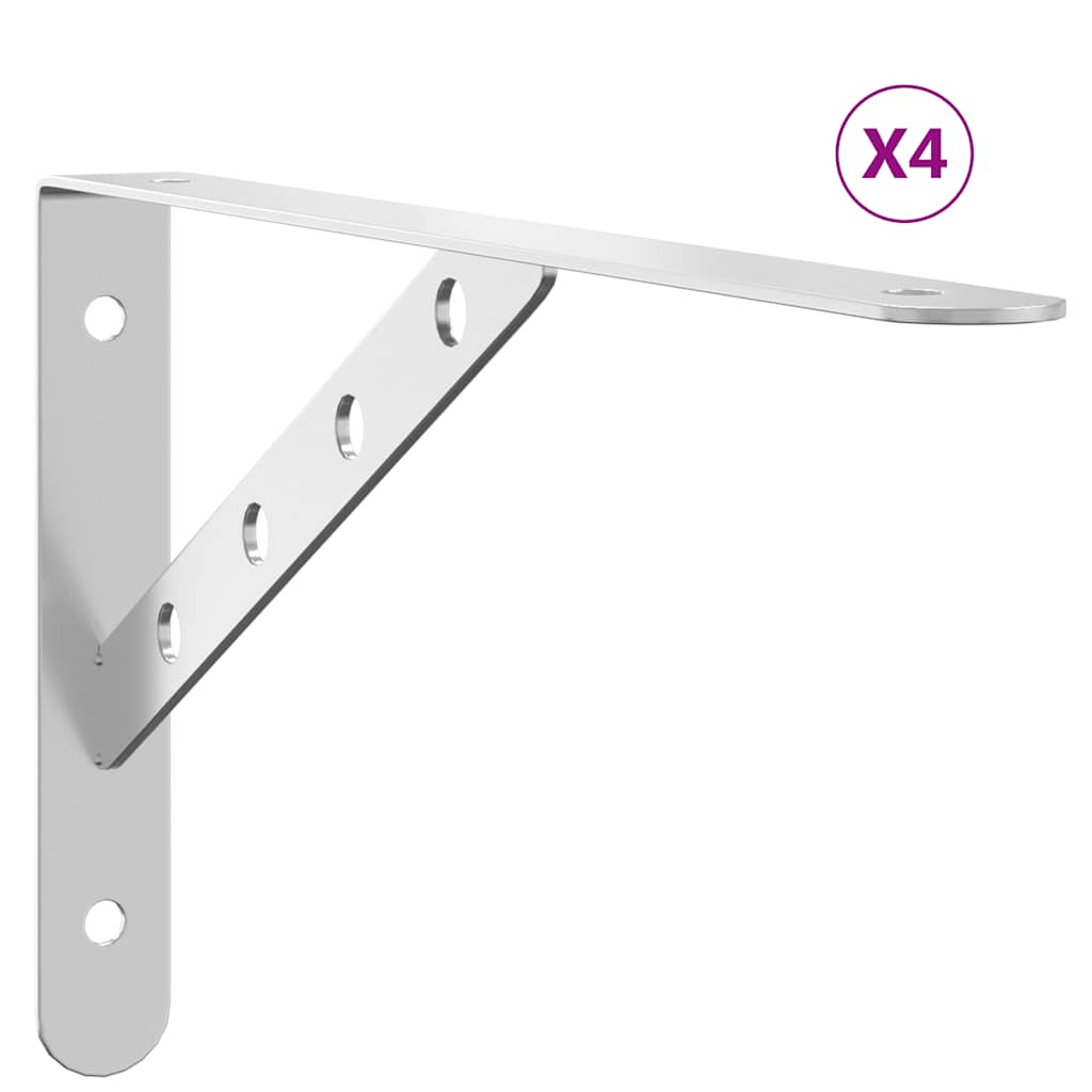 vidaXL Policové držáky 4 ks 30 x 2,5 x 15,5 cm stříbrné nerezová ocel