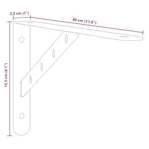 Policové držáky 4 ks 30 x 2,5 x 15,5 cm stříbrné nerezová ocel - obrázek 12
