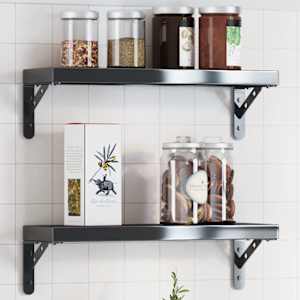 Nosilec za polico 4 kosi 15x2,5x11,5 cm črno nerjaveče jeklo