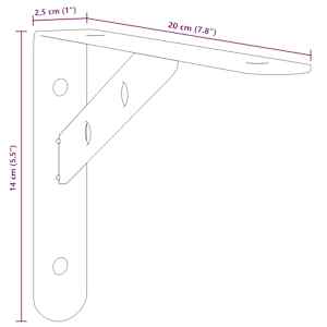 Policové držáky 4 ks 20 x 2,5 x 14 cm černé nerezová ocel - obrázek 12