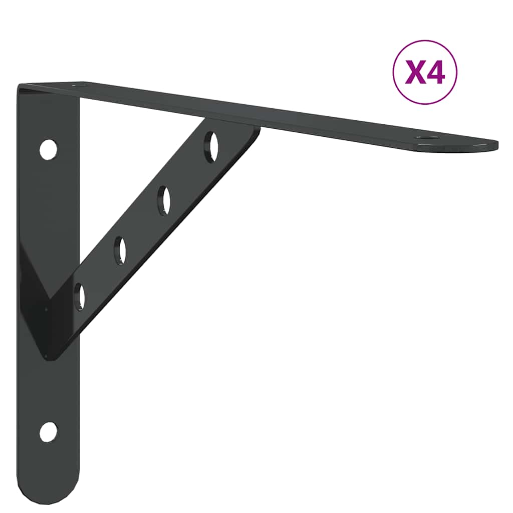 vidaXL Policové držáky 4 ks 30 x 2,5 x 15,5 cm černé nerezová ocel