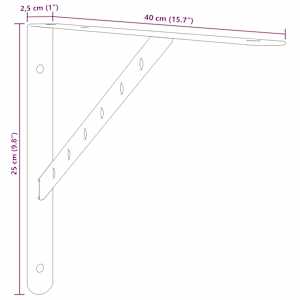 Policové držáky 4 ks 40 x 2,5 x 25 cm černé nerezová ocel - obrázek 12