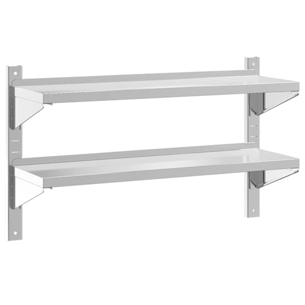 vidaXL 2-korruseline seinariiul 100x30x60 cm h&otilde;bedane roostevaba teras