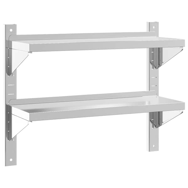 vidaXL 2-korruseline seinariiul 75x23,5x60cm h&otilde;bedane roostevaba teras