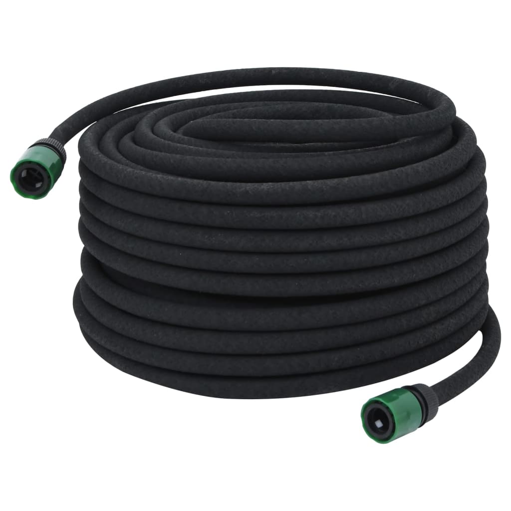 vidaXL Furtun poros de grădină, negru, 0,6", 50 m, cauciuc