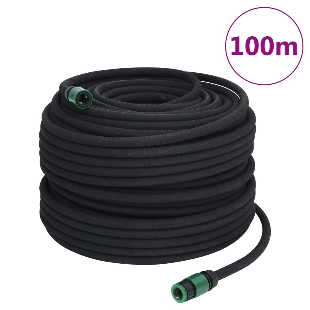 vidaXL Tropfschlauch Schwarz 0,6" 100 m Gummi