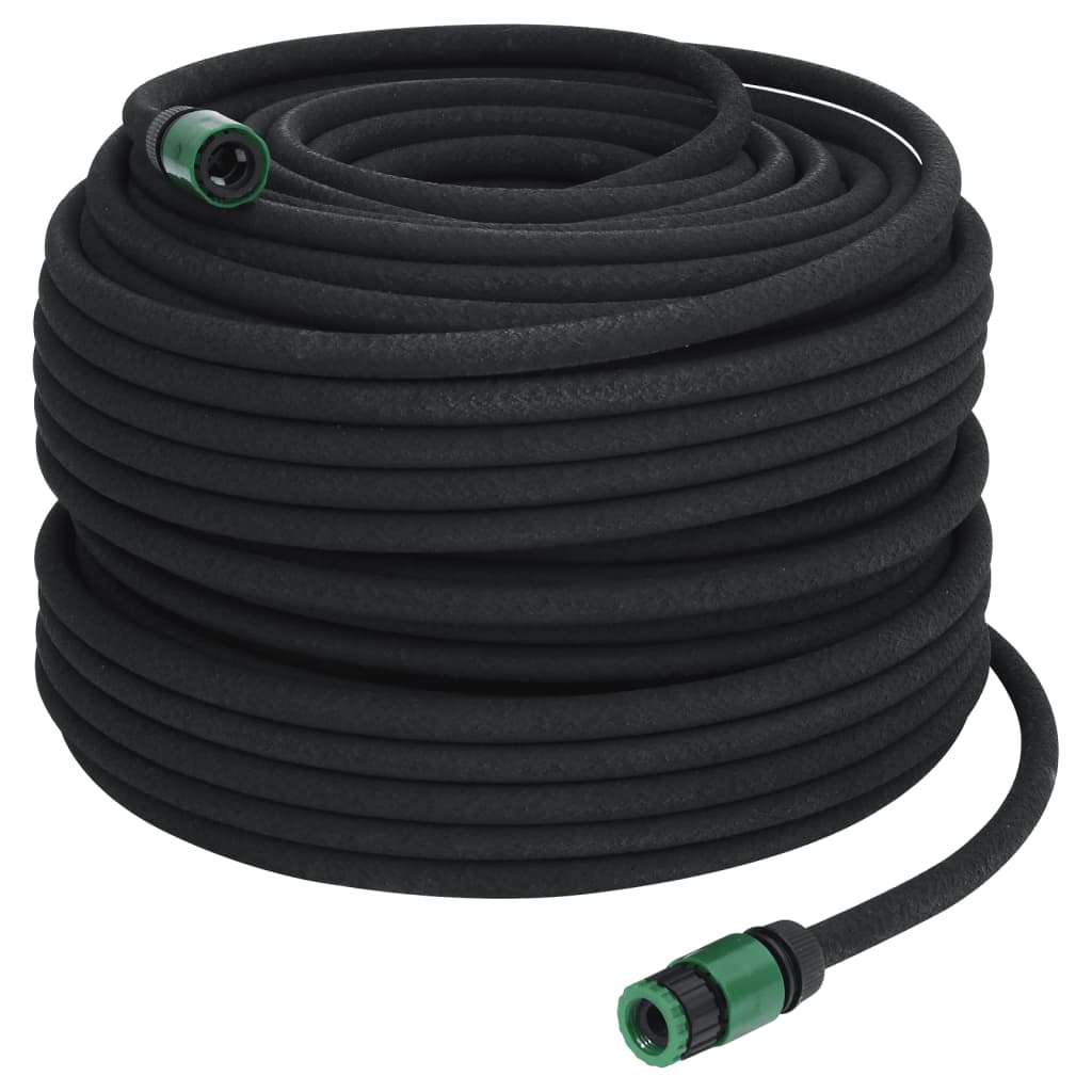 vidaXL Furtun poros de grădină, negru, 0,6", 100 m, cauciuc