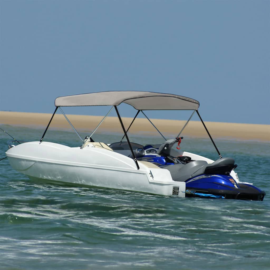 vidaXL Parasolar barcă Bimini cu 2 arcuri, gri, 150x120x110 cm