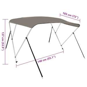 Bimini stříška se 3 oblouky šedá 183x140x137 cm - obrázek 13