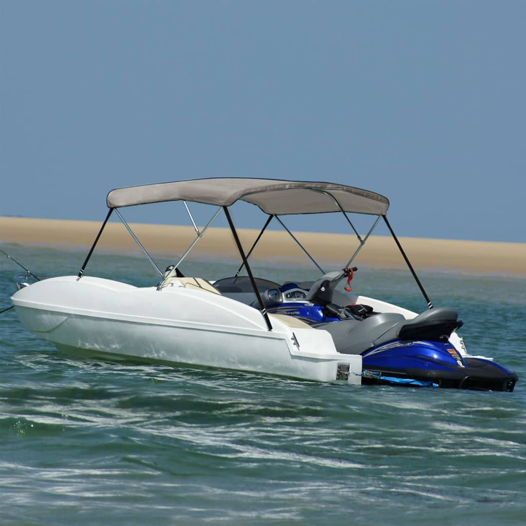 vidaXL Parasolar barcă Bimini cu 3 arcuri, gri, 183x160x137 cm