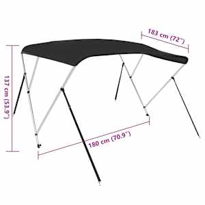 Bimini stříška se 3 oblouky černá 183x180x137 cm - obrázek 13