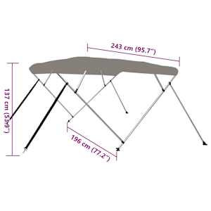 Bimini stříška se 4 oblouky šedá 243x196x137 cm - obrázek 11