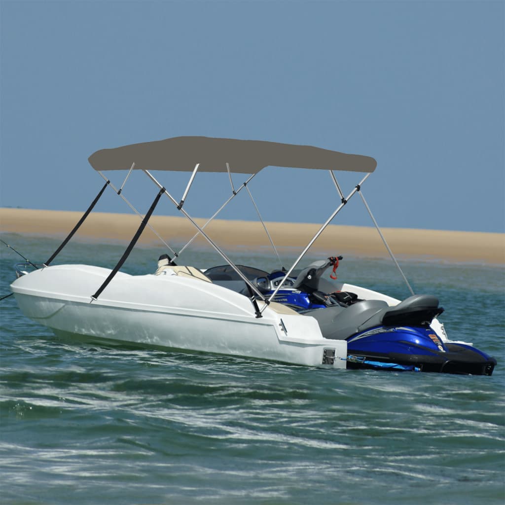 vidaXL Parasolar barcă Bimini cu 4 arcuri, gri, 243x196x137 cm