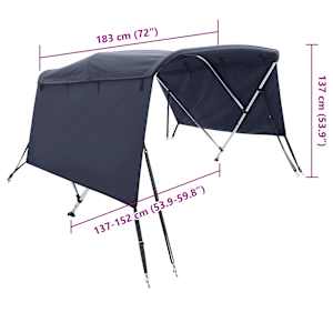 Bimini stříška se 3 oblouky a bočnicemi 183x(137–152)x137 cm - obrázek 12