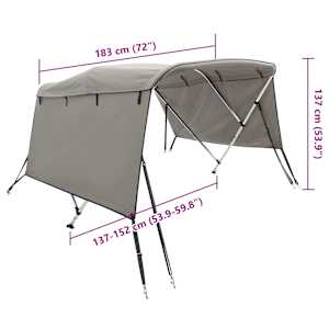 Bimini stříška se 3 oblouky a bočnicemi 183x(137–152)x137 cm - obrázek 12