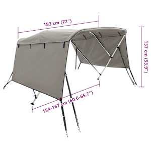 Bimini stříška se 3 oblouky a bočnicemi 183x(154–167)x137 cm - obrázek 12