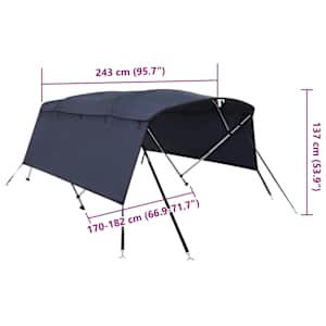 Bimini stříška se 4 oblouky a bočnicemi 243x(170–182)x137 cm - obrázek 12