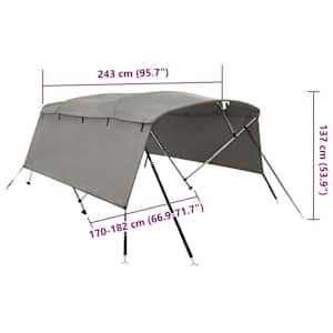 Bimini stříška se 4 oblouky a bočnicemi 243x(170–182)x137 cm - obrázek 12