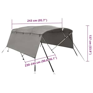 Bimini stříška se 4 oblouky a bočnicemi 243x(230–244)x137 cm - obrázek 12