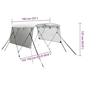 Bimini stříška se 3 oblouky a bočnicemi 183x(137–152)x137 cm - obrázek 12