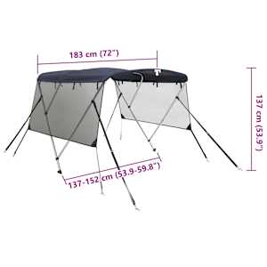 Bimini stříška se 3 oblouky a bočnicemi 183x(137–152)x137 cm - obrázek 12