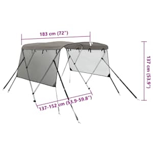 Bimini stříška se 3 oblouky a bočnicemi 183x(137–152)x137 cm - obrázek 12