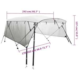 Bimini stříška se 4 oblouky a bočnicemi 243x(170–182)x137 cm - obrázek 12