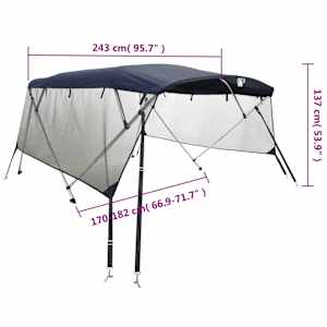 Bimini stříška se 4 oblouky a bočnicemi 243x(170–182)x137 cm - obrázek 12