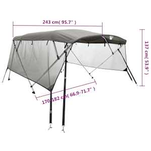 Bimini stříška se 4 oblouky a bočnicemi 243x(170–182)x137 cm - obrázek 12