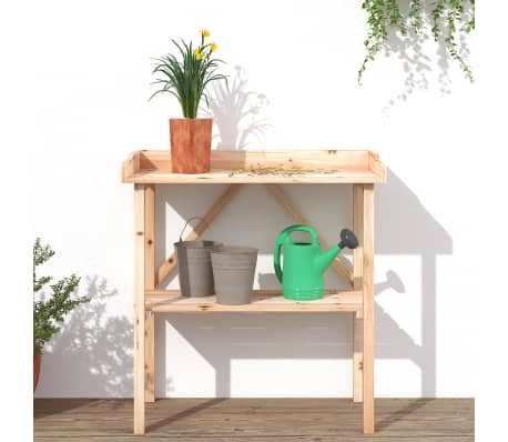 vidaXL Τραπέζι Φυτών με Ράφι 78 x 38 x 82,5 εκ. από Μασίφ Ξύλο Ελάτης