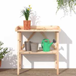 vidaXL Τραπέζι Φυτών με Ράφι 78 x 38 x 82,5 εκ. από Μασίφ Ξύλο Ελάτης