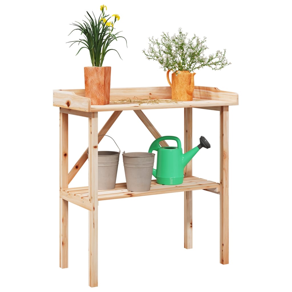 vidaXL Masă de plante cu raft, 78x38x82,5 cm, lemn masiv de brad