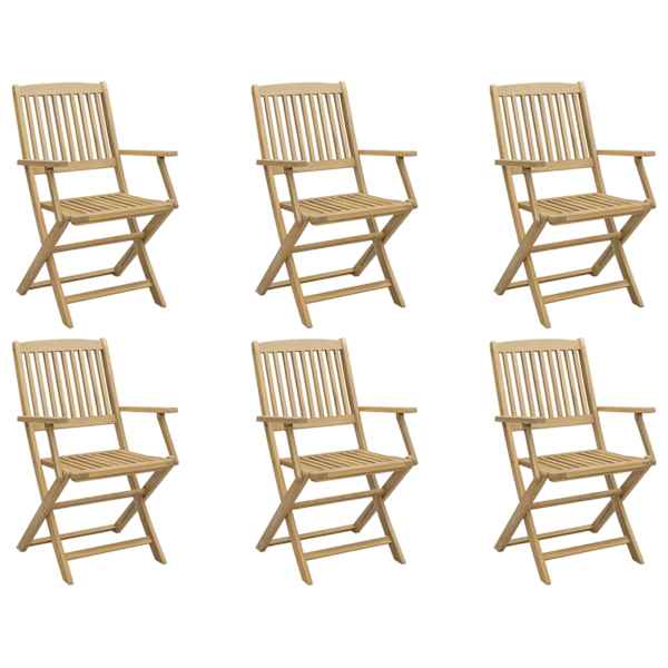 vidaXL Kokkupandavad toolid 6 tk 54,5x58x90 cm, t&auml;ispuit, akaatsia