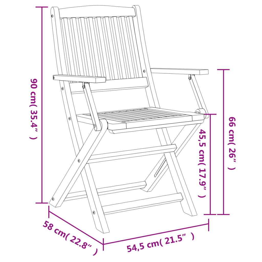 imagem de vidaXL Cadeiras de jardim dobráveis 8 pcs 54,5x58x90 cm acácia maciça8